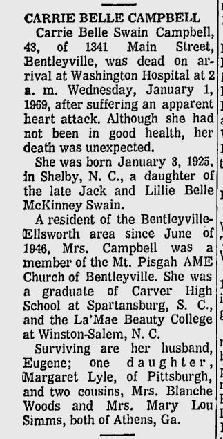 Carrie Belle Campbell obit